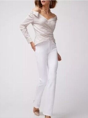 White House Black Market Off The Shoulder White Collared Blouse